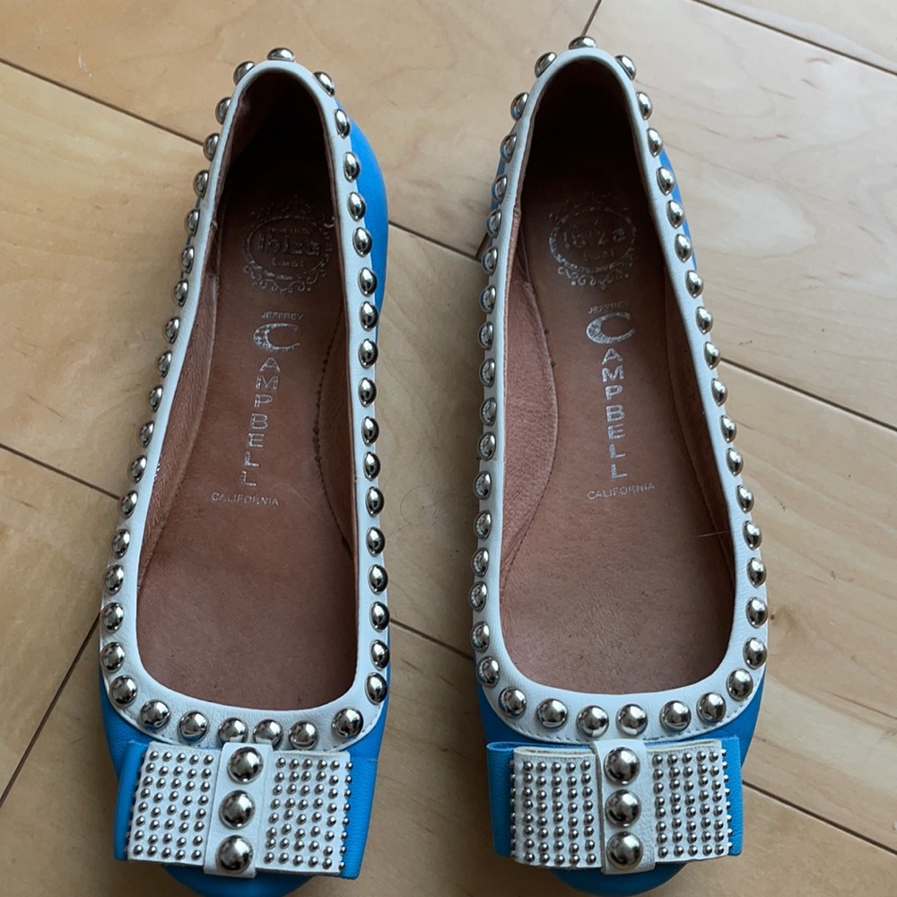 Jeffrey Campbell Blue Dauphine Bow Studded Flats